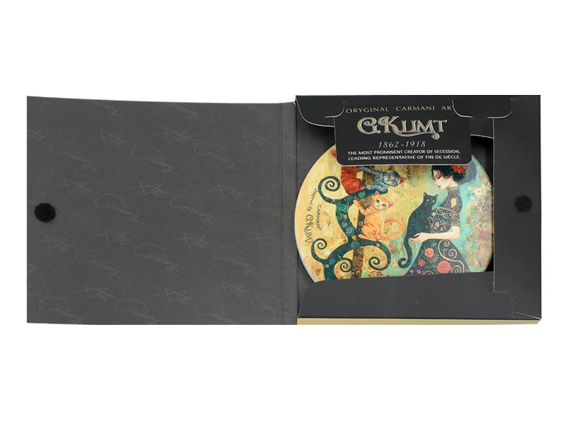Carmani, podkładka ceramiczna pod kubek, okrągła -  motyw inspirowany G. KLIMT