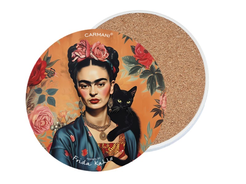 Carmani, duża podkładka ceramiczna, okrągła  20cm- Inspirowane malarstwem F. KAHLO