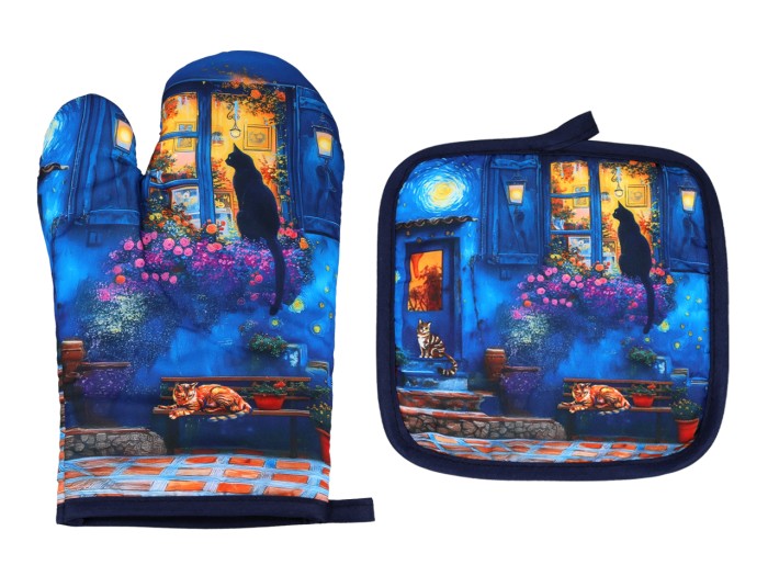 Carmani, kpl. Łapka i rękawica kuchenna - Inspirowane malarstwem VAN GOGH