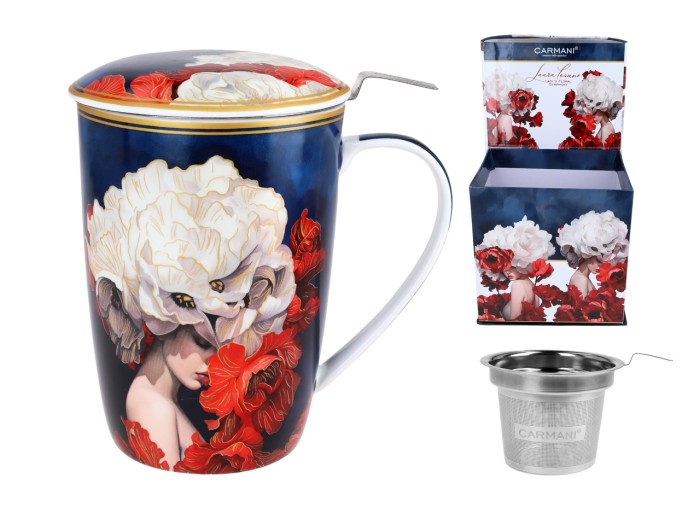 Carmani, kubek z zaparzaczem i przykrywką 600ml - LAURA LOZANO/Lady`s Floral Symphony