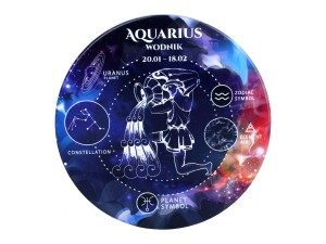 Carmani, 4x ceramiczna podkładka pod kubek, okrągła - ZNAKI ZODIAKU/Wodnik