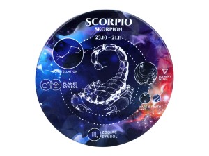 Carmani, 4x ceramiczna podkładka pod kubek, okrągła - ZNAKI ZODIAKU/Skorpion