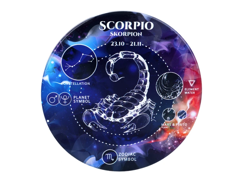 Carmani, 4x ceramiczna podkładka pod kubek, okrągła - ZNAKI ZODIAKU/Skorpion