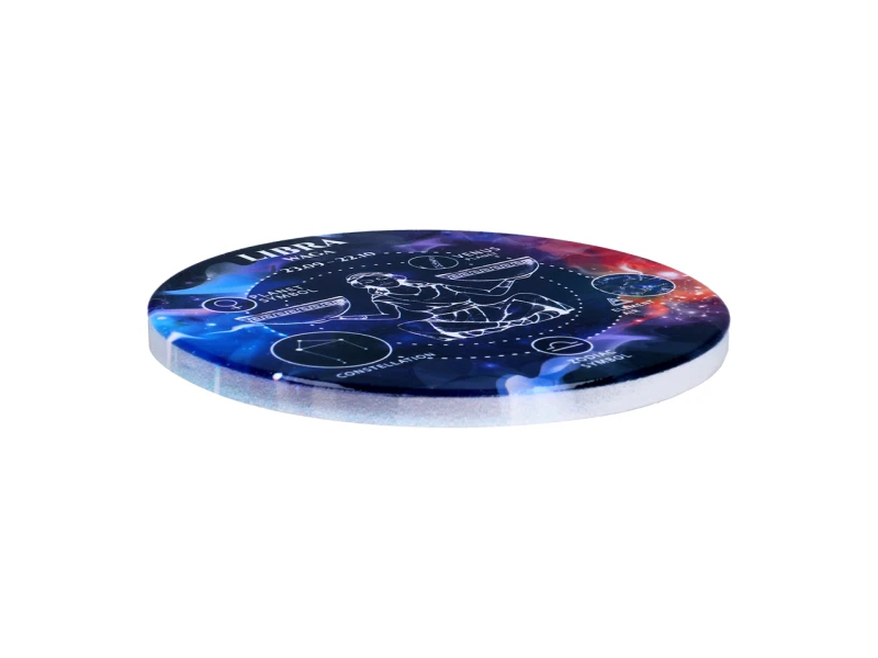 Carmani, 4x ceramiczna podkładka pod kubek, okrągła - ZNAKI ZODIAKU/Waga