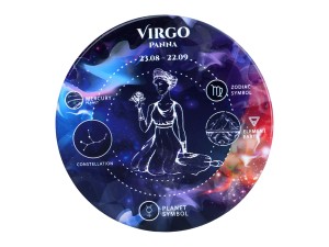 Carmani, 4x ceramiczna podkładka pod kubek, okrągła - ZNAKI ZODIAKU/Panna
