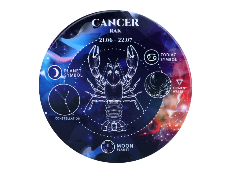 Carmani, 4x ceramiczna podkładka pod kubek, okrągła - ZNAKI ZODIAKU/Rak