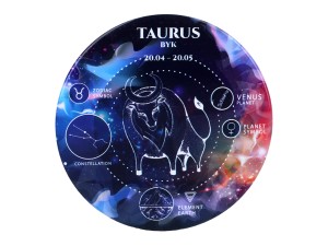 Carmani, 4x ceramiczna podkładka pod kubek, okrągła - ZNAKI ZODIAKU/Byk