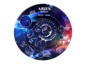 Carmani, 4x ceramiczna podkładka pod kubek, okrągła - ZNAKI ZODIAKU/Baran