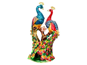 Summer P., metalowe, zdobione puzderko-figurka - PAWIE
