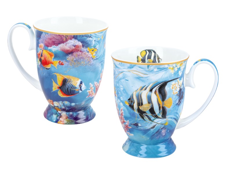 Carmani, 2 kubki z porcelany w opak.-sercu - LAURA LOZANO/Rafa koralowa