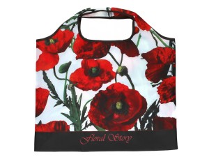 Carmani, tekstylna, składana torba na zakupy 40x70cm - FLORAL STORY, maki