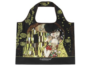Carmani, tekstylna, składana torba na zakupy 40x70cm - KLIMT/Pocałunek