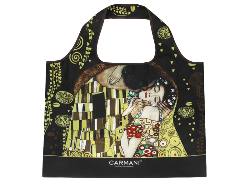 Carmani, tekstylna, składana torba na zakupy 40x70cm - KLIMT/Pocałunek
