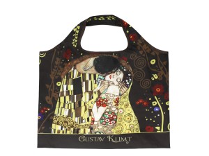 Carmani, tekstylna, składana torba na zakupy 40x70cm - KLIMT/Pocałunek