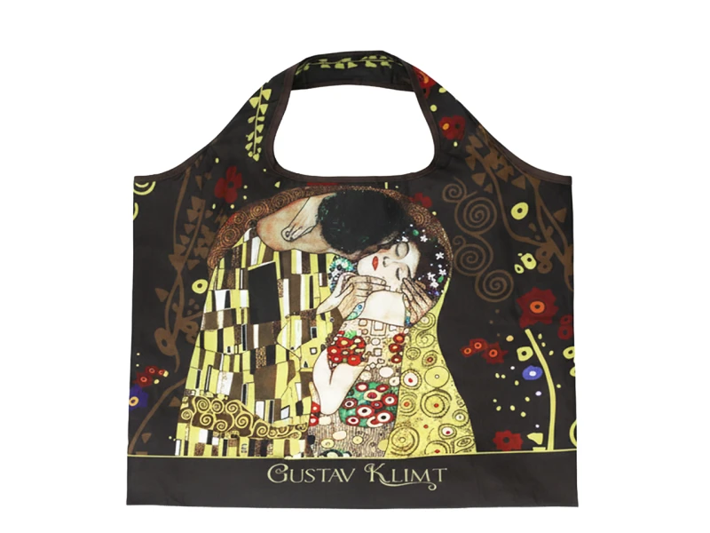 Carmani, tekstylna, składana torba na zakupy 40x70cm - KLIMT/Pocałunek