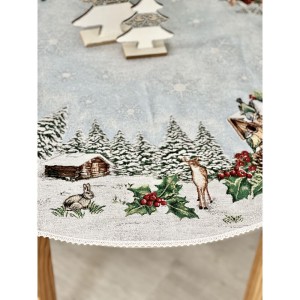 Obrus z tkaniny gobelinowej(tkany maszynowo) - SQUIRREL-90D, śr.90 cm