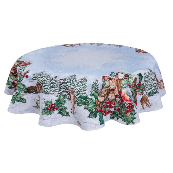 Obrus z tkaniny gobelinowej(tkany maszynowo) - SQUIRREL-140D, śr.140 cm