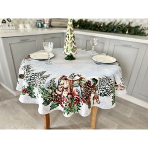 Obrus z tkaniny gobelinowej(tkany maszynowo) - SQUIRREL-140D, śr.140 cm