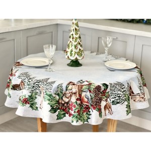 Obrus z tkaniny gobelinowej(tkany maszynowo) - SQUIRREL-140D, śr.140 cm