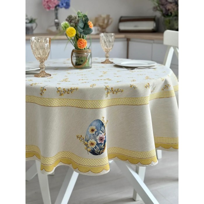 Obrus z tkaniny gobelinowej(tkany maszynowo) - DERLIN col.2-160D śr.160 cm