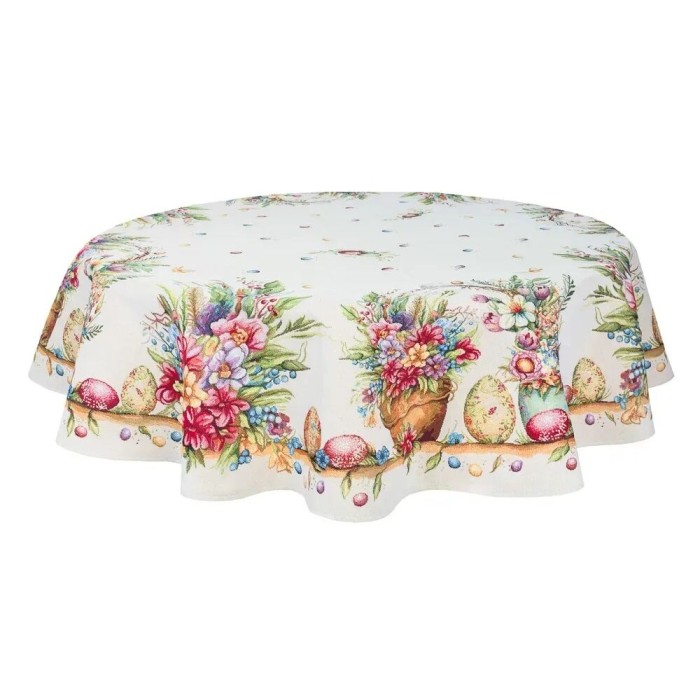 Obrus z tkaniny gobelinowej(tkany maszynowo) - DAMIRA LUREX-137D śr. 137 cm