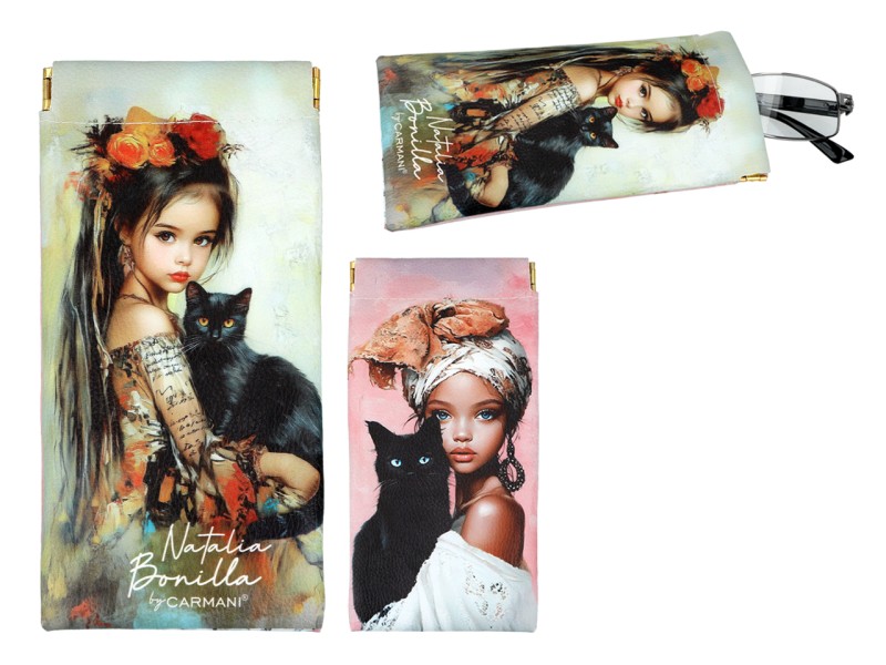 Carmani, etui na okulary/woreczek/organizer  9x18cm - N.BONILLA/Kocie opowieści Luny i Neli