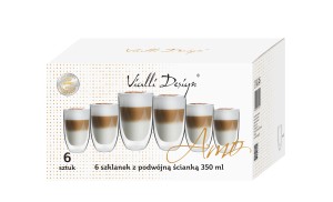 Zestaw 6 szklanek termicznych wysokich z podwójną ścianką Amo 350 ml 25455