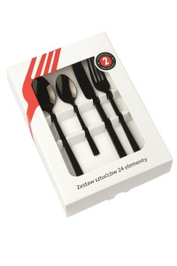 Komplet sztućców Piano Shiny Black 24 sztuki w pudełku