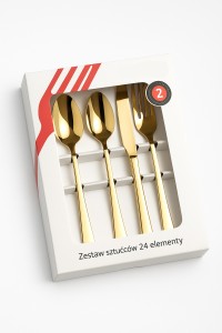 Komplet sztućców Piano Shiny Gold 24 sztuki w pudełku