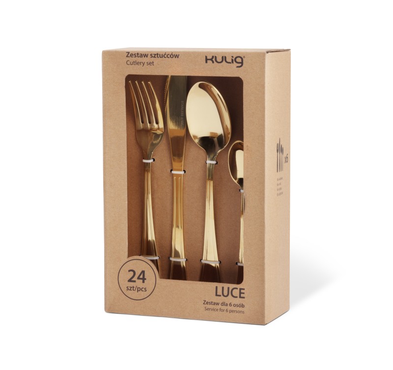 Komplet 24 szt. sztućców dla 6 osób Luce złoty