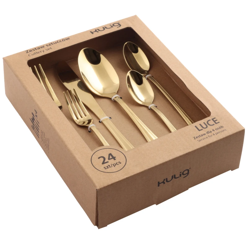 Komplet 24 szt. sztućców dla 4 osób Luce złoty