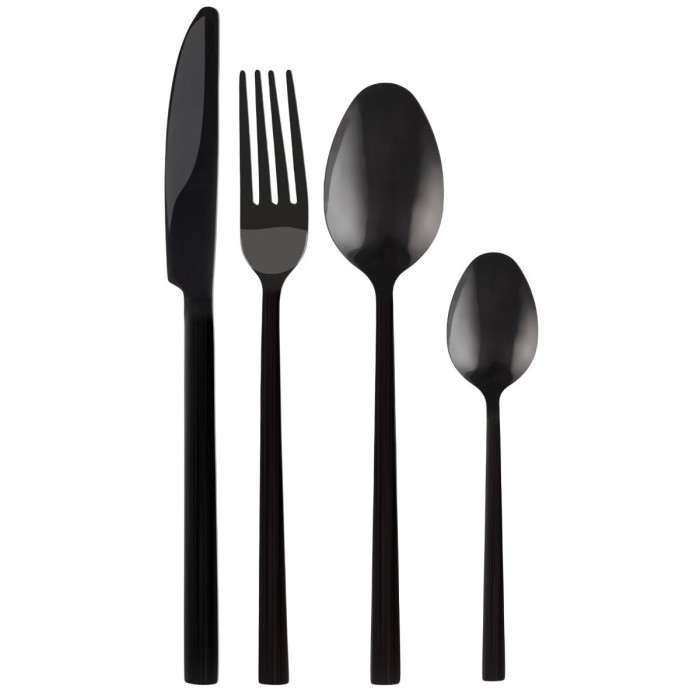 Komplet sztućców Piano black 24 sztuki w pudełku