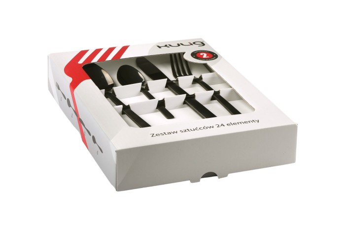 Komplet sztućców Piano black 24 sztuki w pudełku