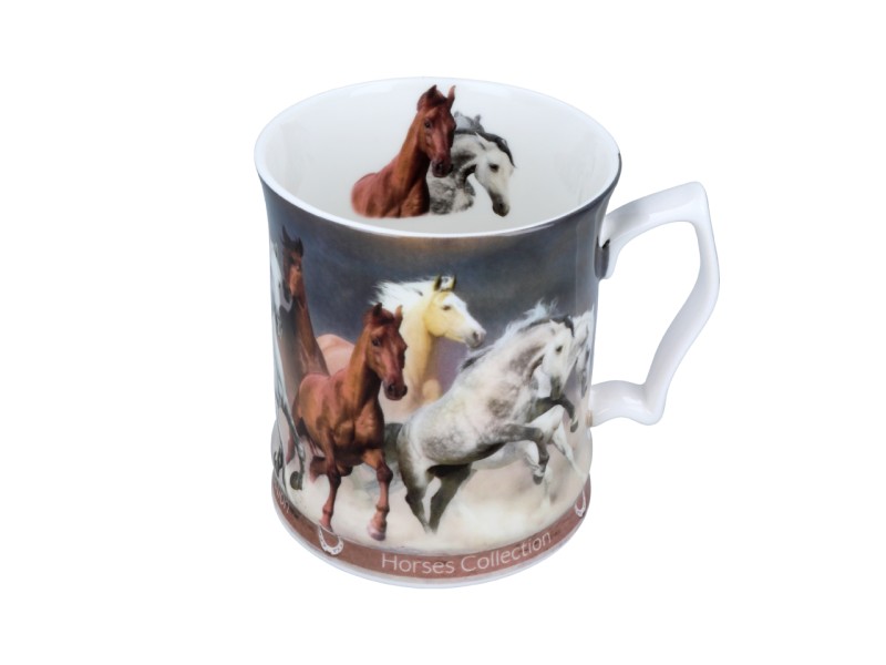 Carmani, porcelanowy kubek 450ml - Horses Coll., konie