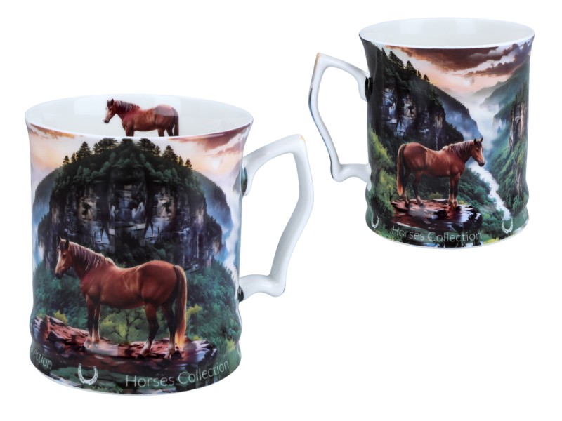 Carmani, porcelanowy kubek 450ml - Horses Coll., konie