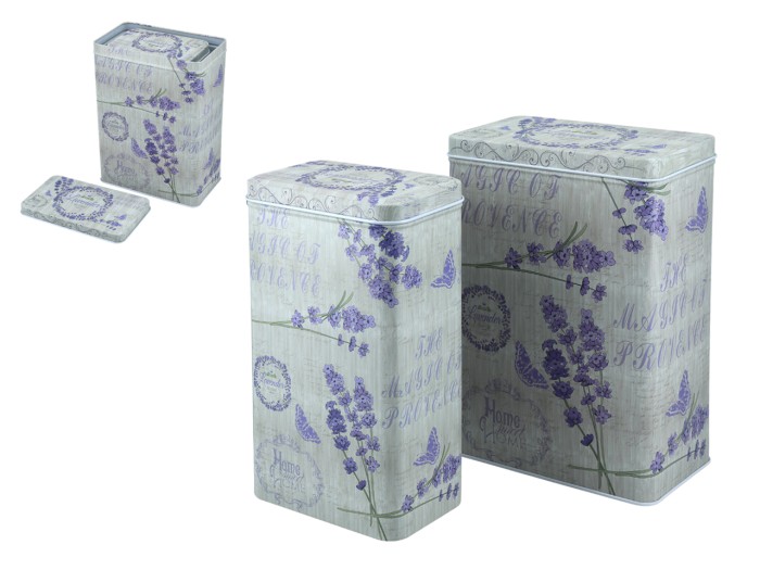 Kpl. 2 puszek metalowych, ok. 11x7x19cm
