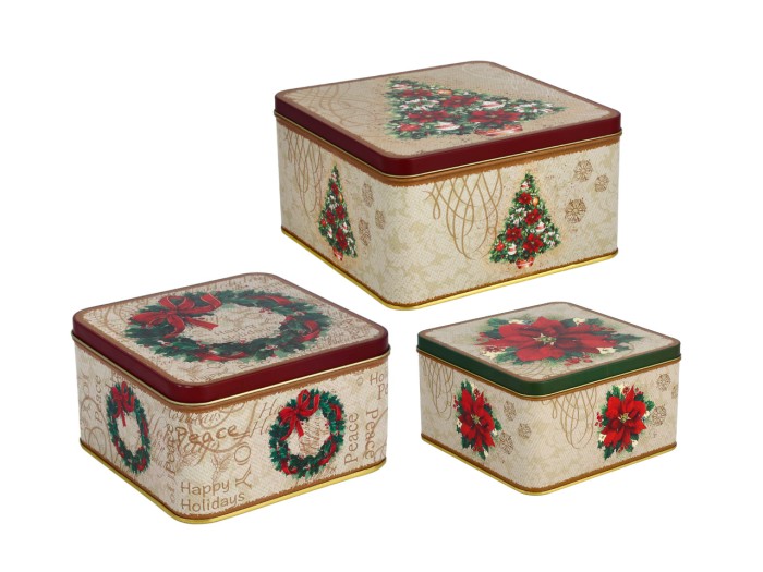 Kpl. 3 puszek świątecznych, L=19.5x19.5x11.5