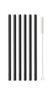 Słomki szklane czarne 20cm zestaw 6 sztuk ze szczoteczką 26599