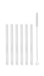 Słomki szklane transparent 15cm zestaw 6 sztuk ze szczoteczką 26582