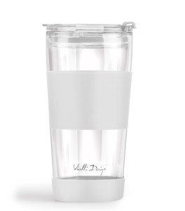 Kubek termiczny szklany ze słomką 600 ml biały Fuori 30404