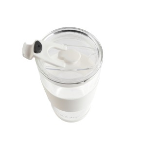 Kubek termiczny szklany ze słomką 600 ml biały Fuori 30404