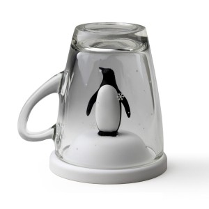 Kubek z pokrywką Pingwin biało/czarny 10432-WH-BK