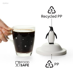 Kubek z pokrywką Pingwin biało/czarny 10432-WH-BK