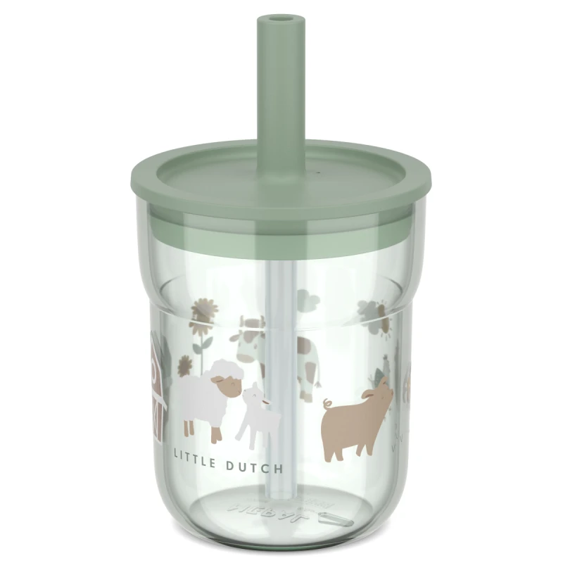 Szklanka dziecięca ze słomką Mio 250ml Little Farm 108023065399