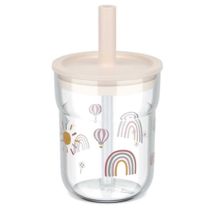 Szklanka dziecięca ze słomką Mio 250ml Sunshine &amp; Rainbow 108023065245