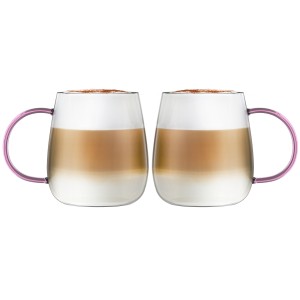 Komplet 2 szklanek z różowym uchem 400 ml Bolla 1166