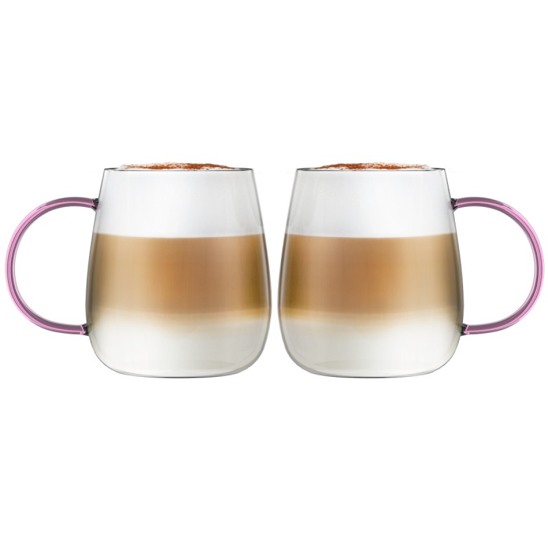 Komplet 2 szklanek z różowym uchem 400 ml Bolla 1166