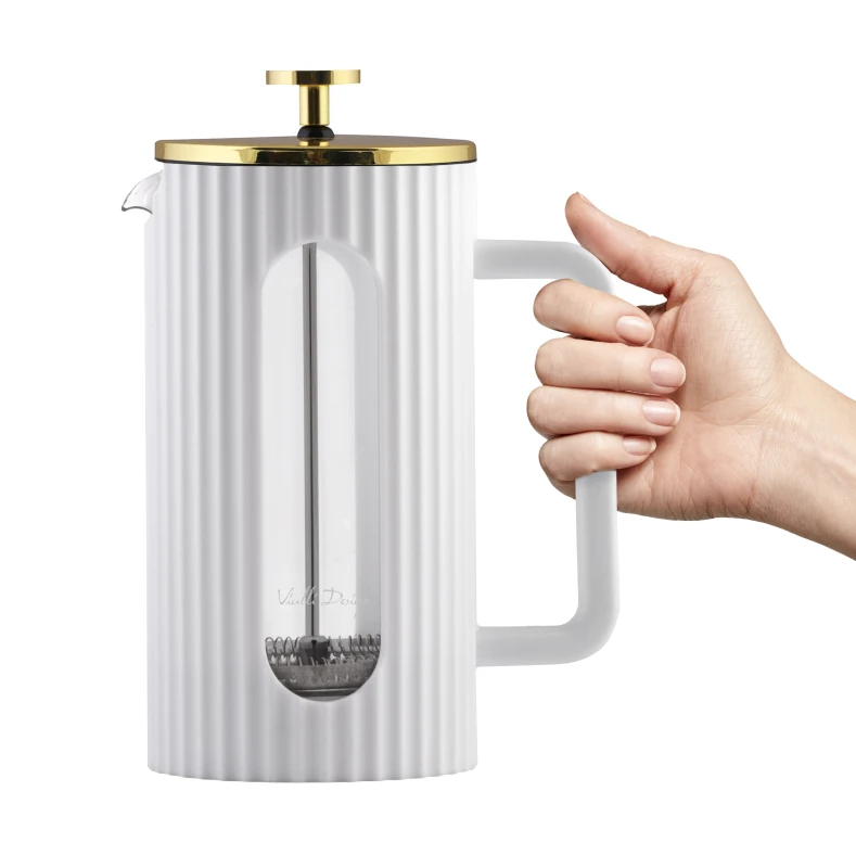Zaparzacz do kawy i herbaty 1000ml biało/złoty Livio 1708