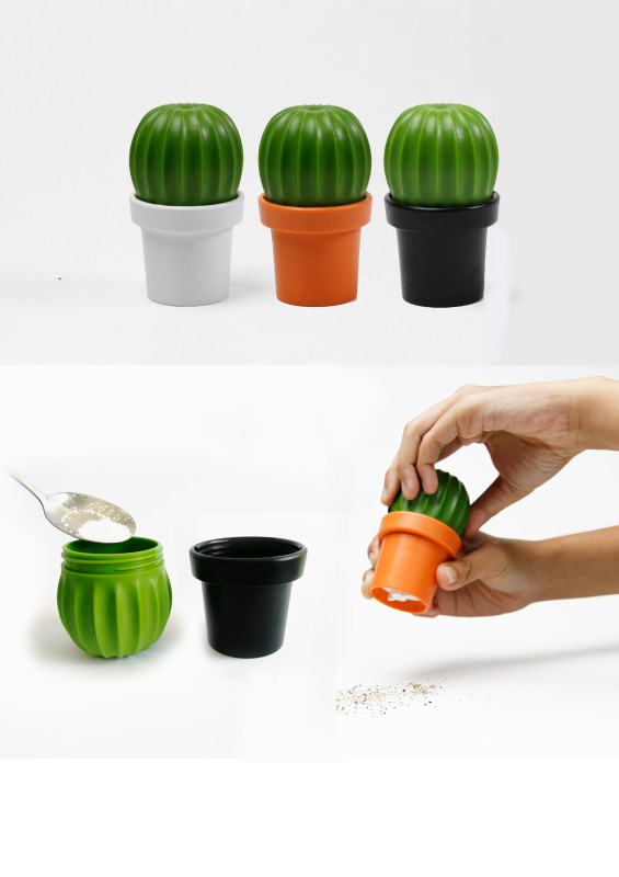 Młynek do soli lub pieprzu Tasty Cactus czarno-zielony 10252-BK-GN