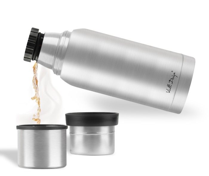 Termos turystyczny z 2 kubkami 1l FUORI stal mat 28081